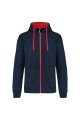 Heren Hoodie met rits Kariban K466 NAVY-RED